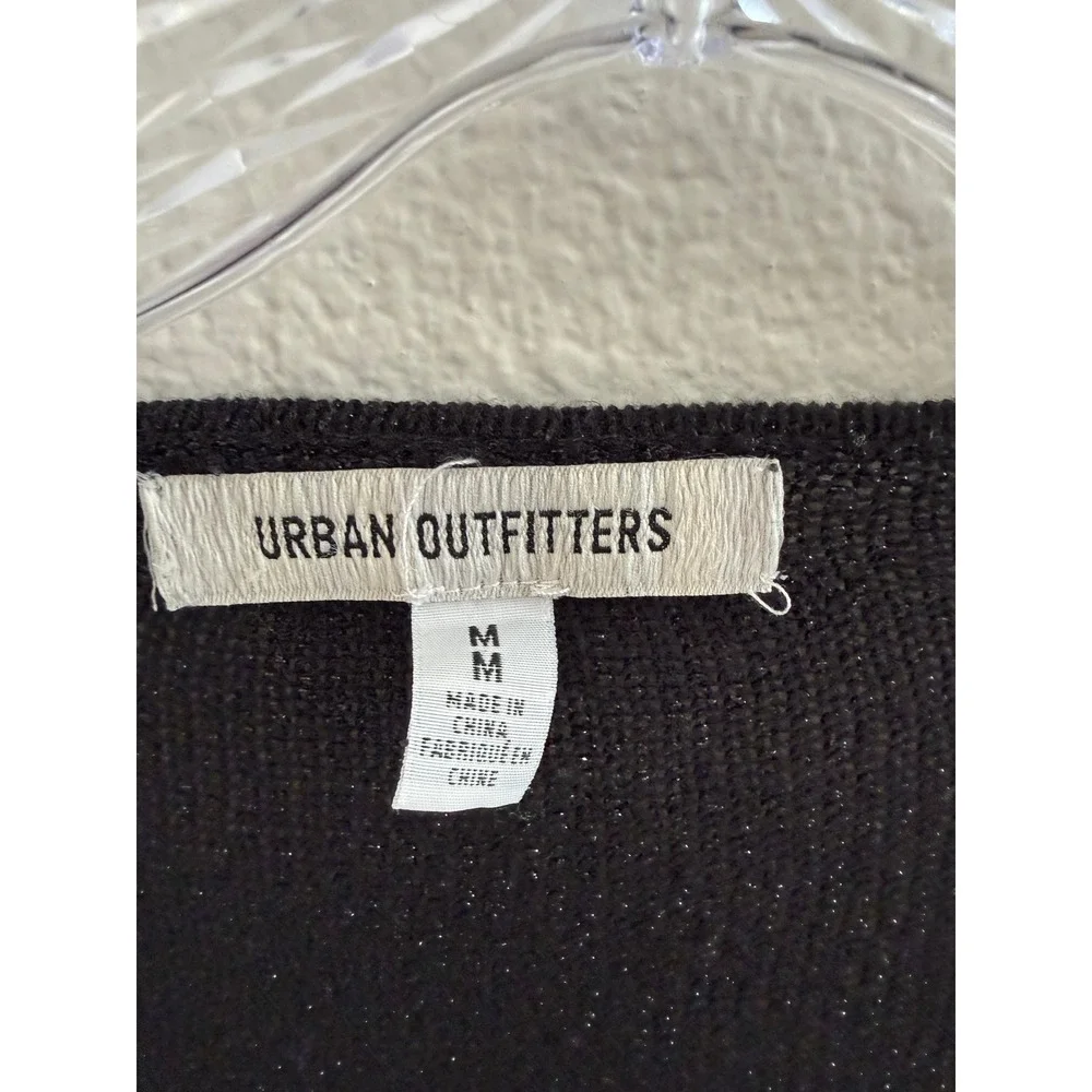 Urban Outfitters Black Metallic Shimmer Cropped Cardigan Single Button Size M